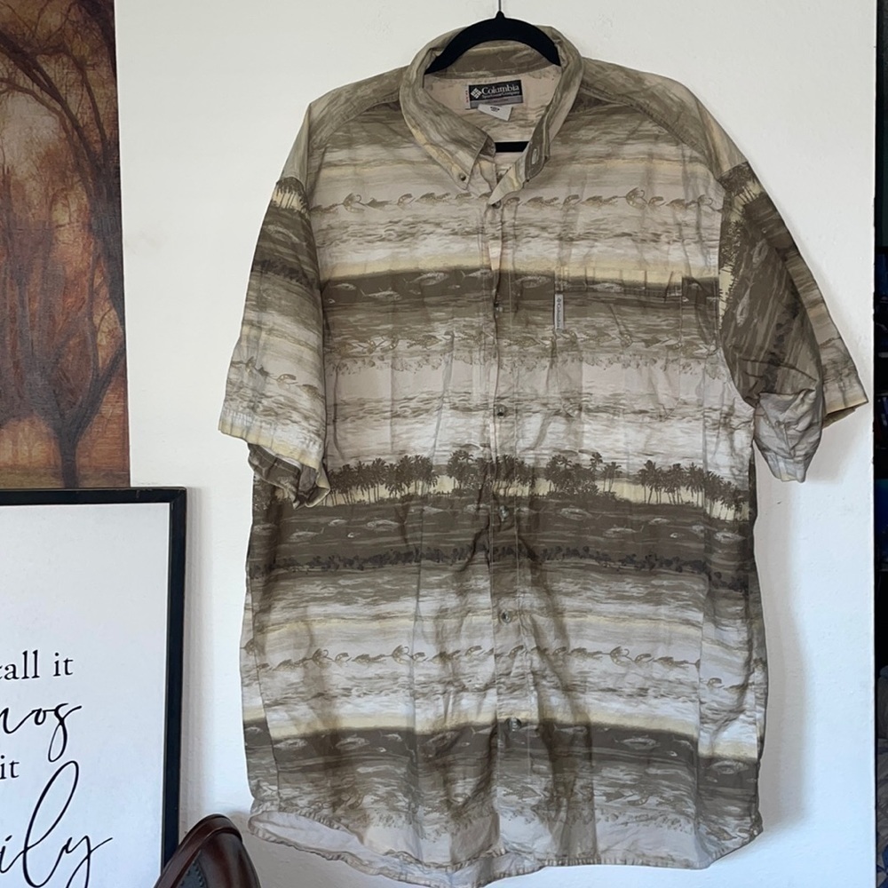 Columbia Tree Mountain Short Sleeve Button Shirt Size XXL